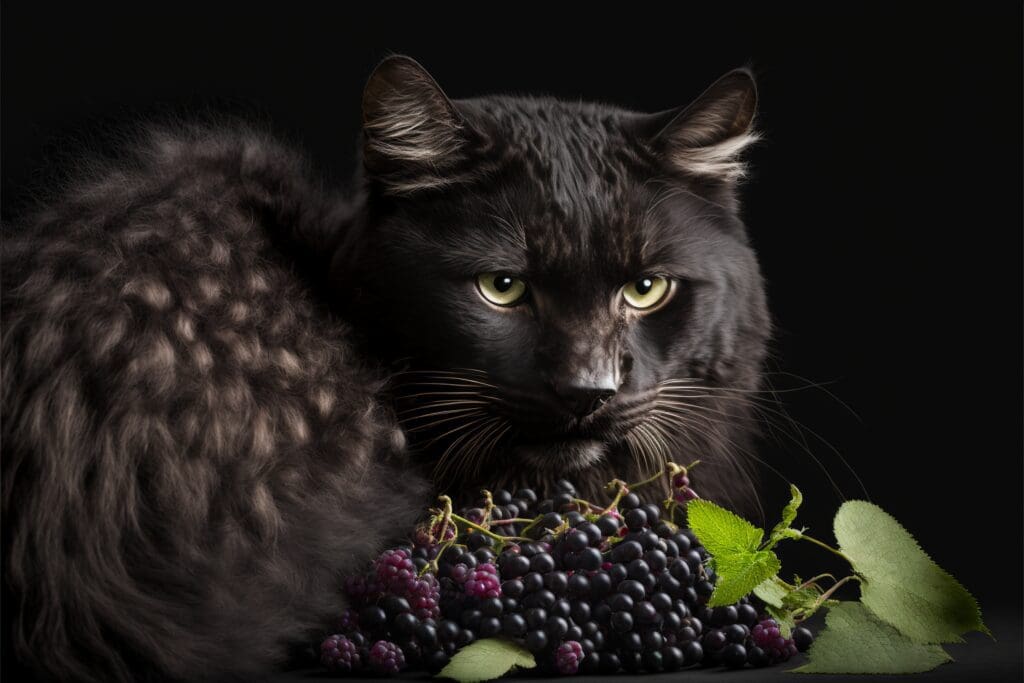 cat and blackberries
