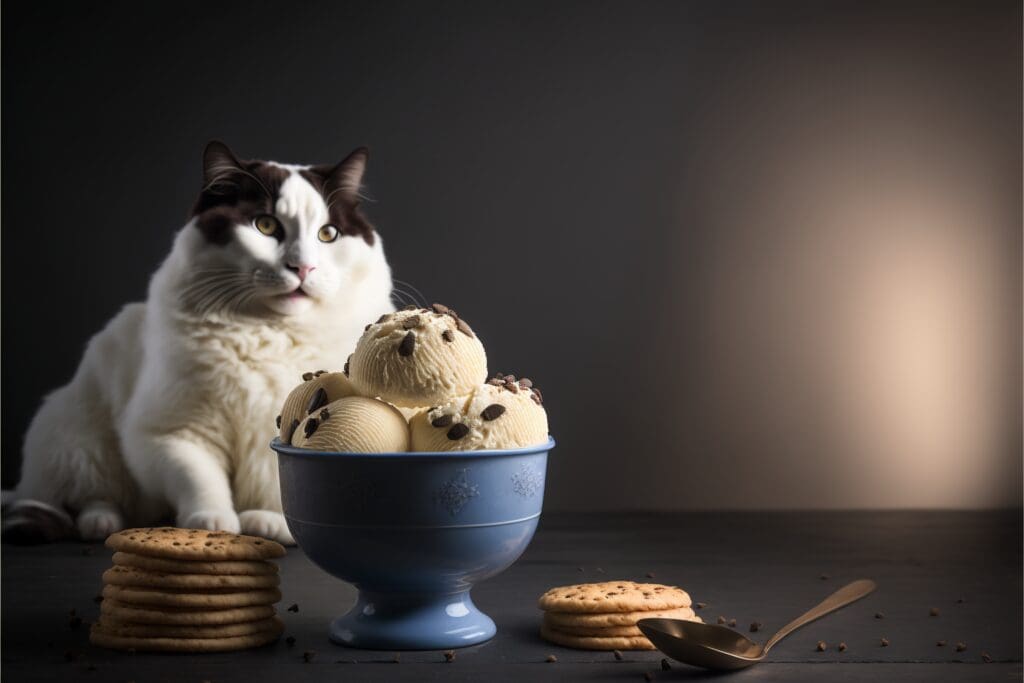 cat and cookies and cream ice cream