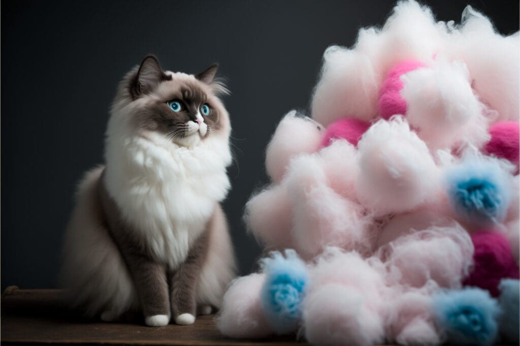 cat and cotton candy