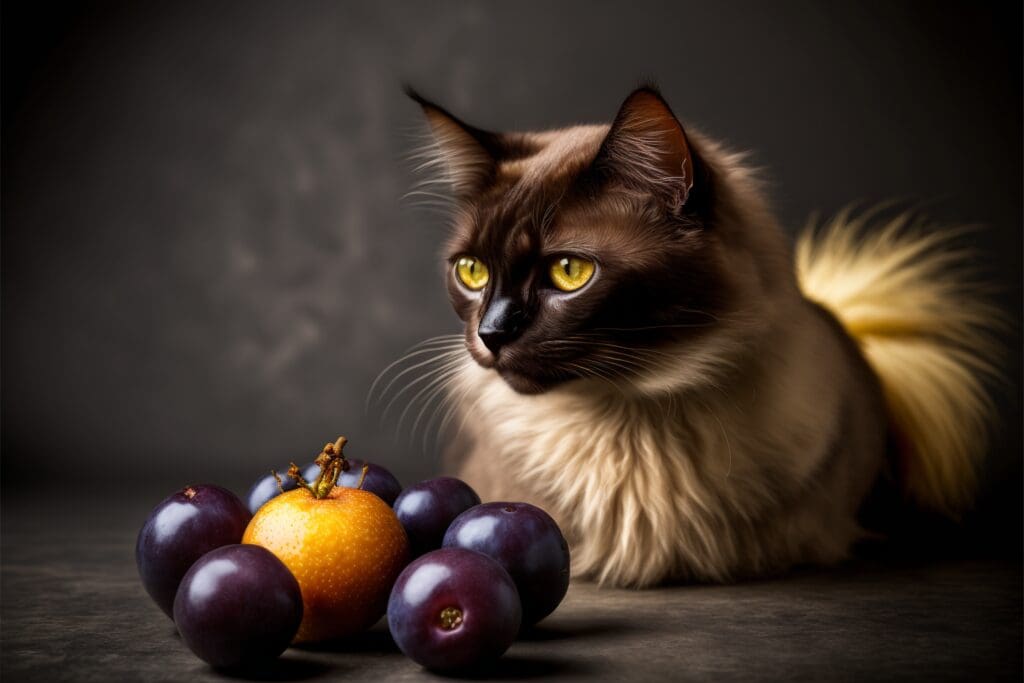 cat and passion fruit