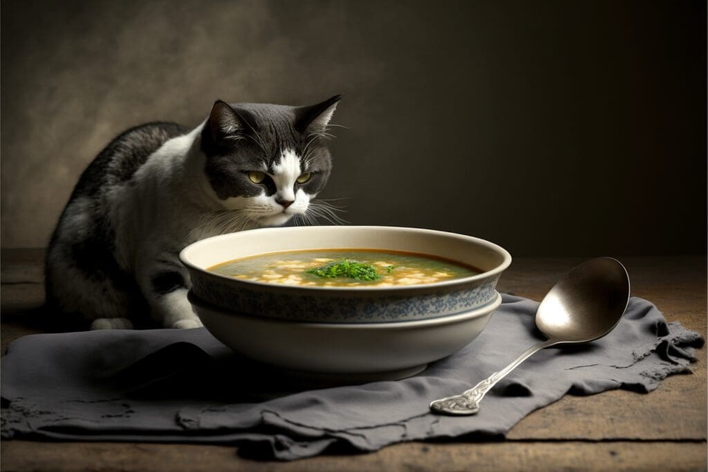 cat and soup