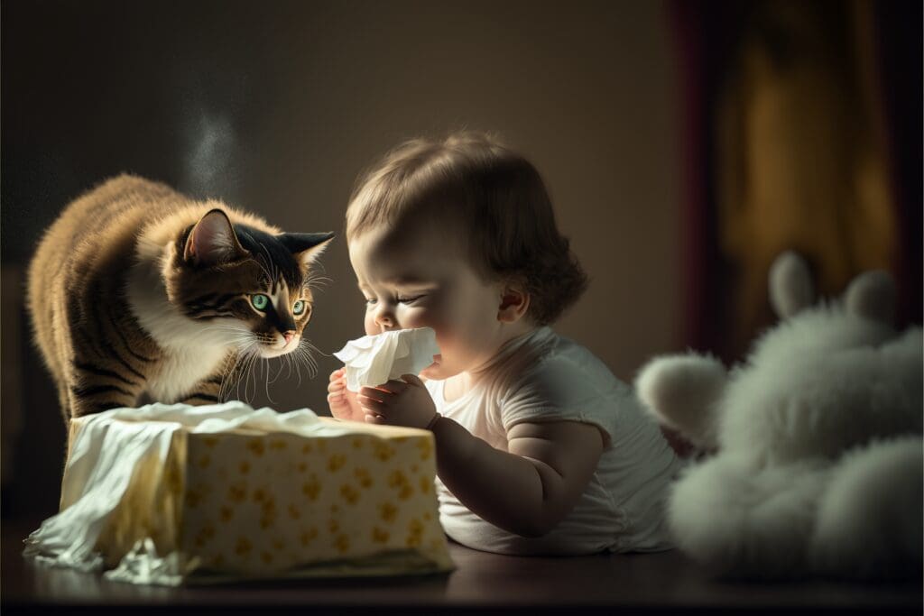 cat, baby, and baby wipes