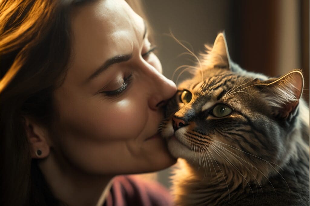 cat getting kisses