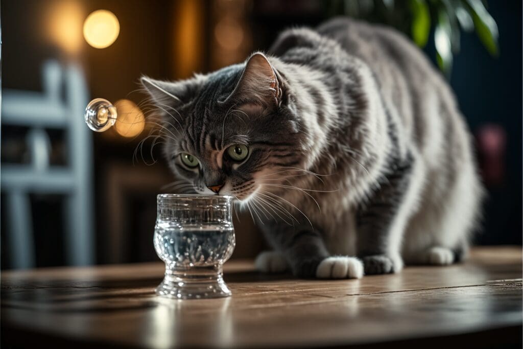 cat glass of water