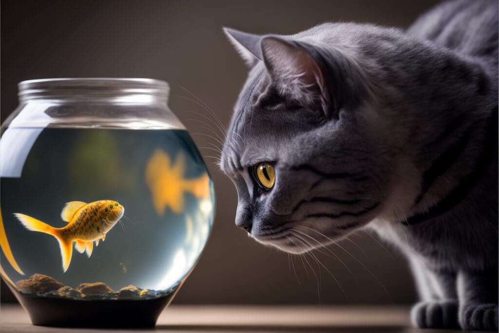 cat goldfish