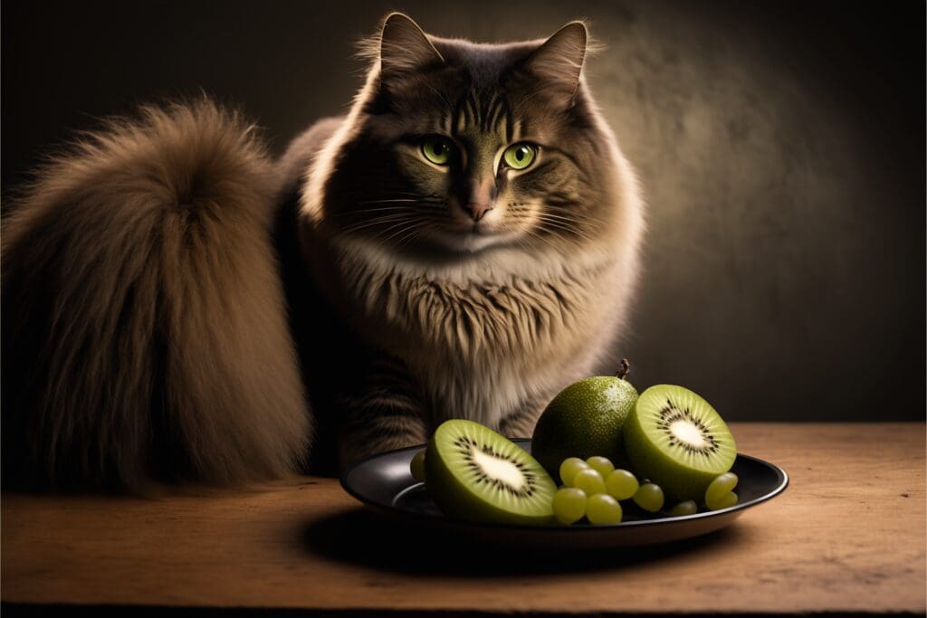 cat kiwi fruits