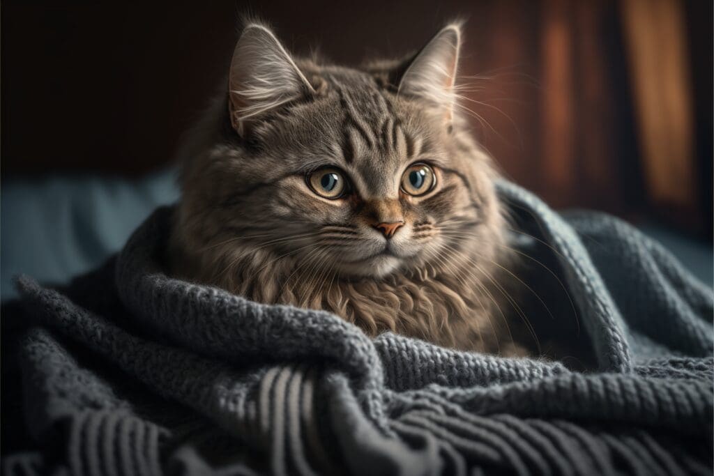 cat kneading soft blanket