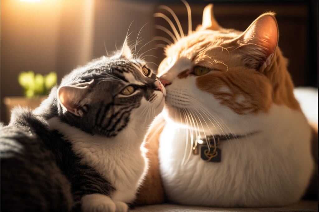 cat licking another cat