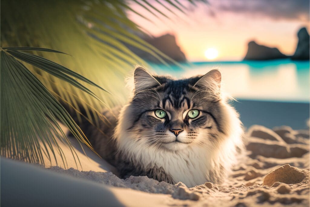 cat on desert island