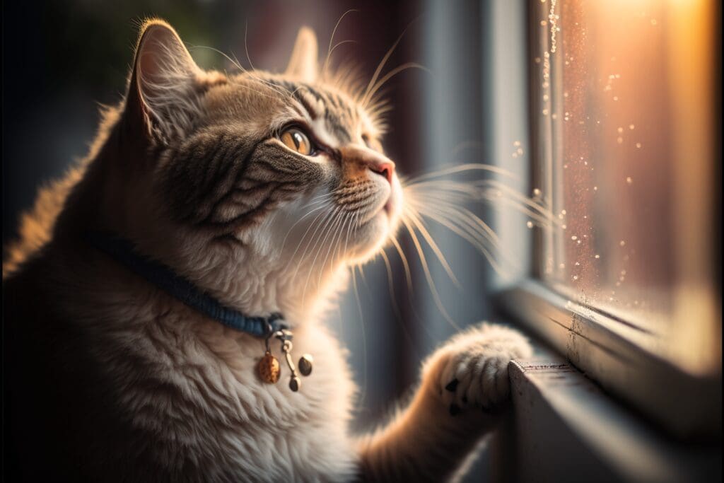 cat scratching window
