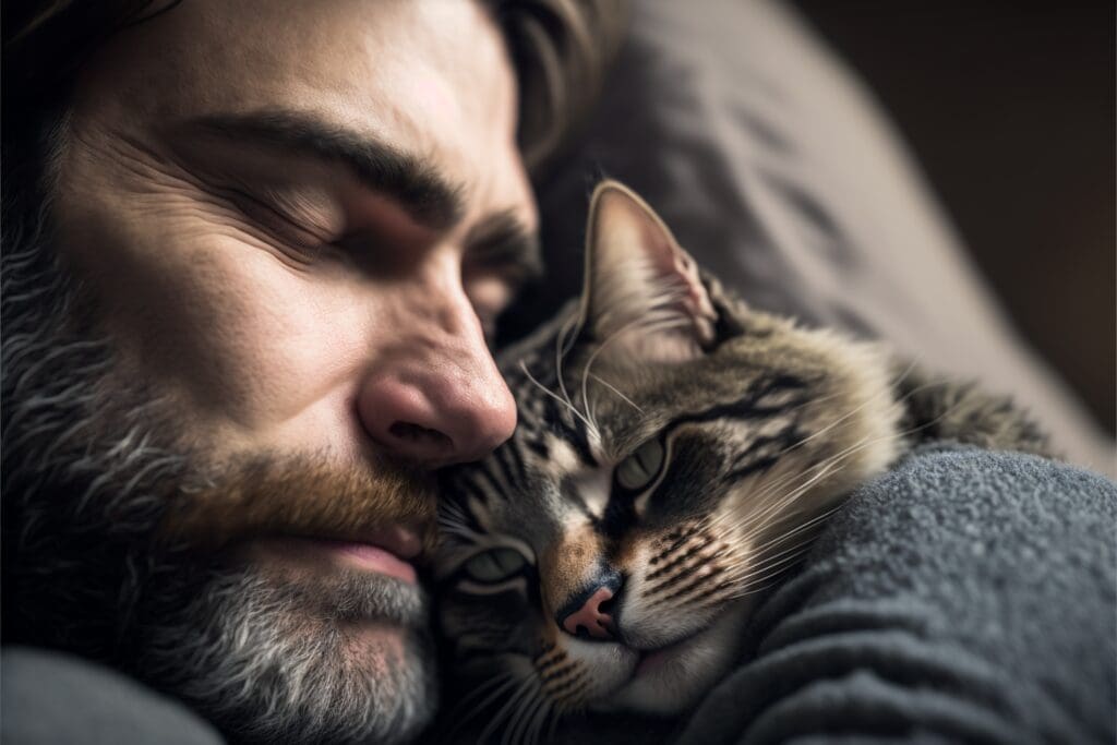 cat sleeping on top of owners face