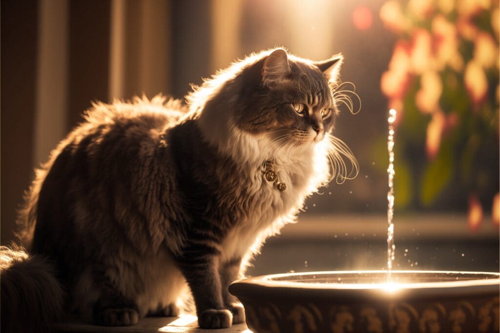 cat water