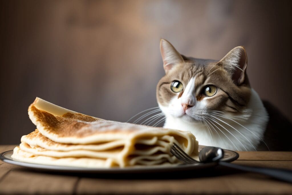 cat and delicious looking crepe