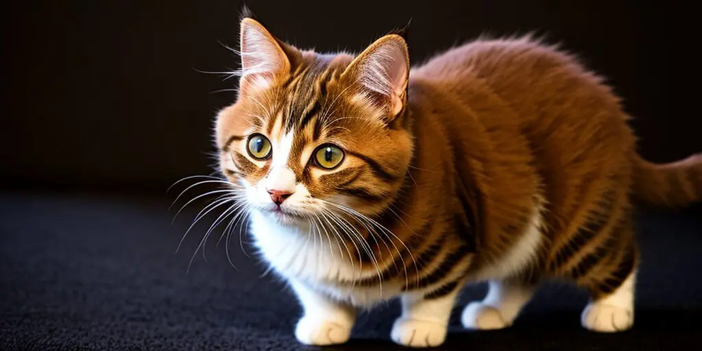 A ginger and white kitten with wide green eyes looks off to the side.